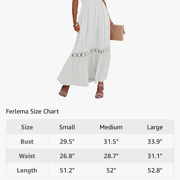 Womens White Coastal Cowgirl Bridal Maxi Dress with Pockets Size Medium - Picture 3 of 5